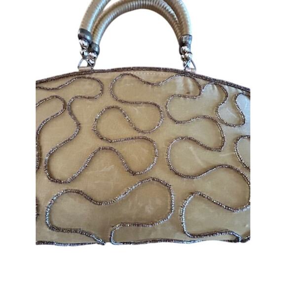 Vintage 1990s Gold Beaded Evening Bag Dual-Sided Design with Embellished - Picture 4 of 6